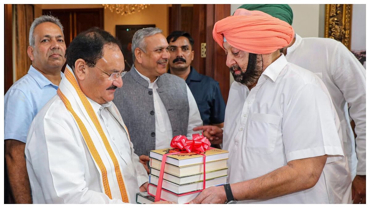BJP chief J P Nadda meets Amarinder Singh in Punjab
