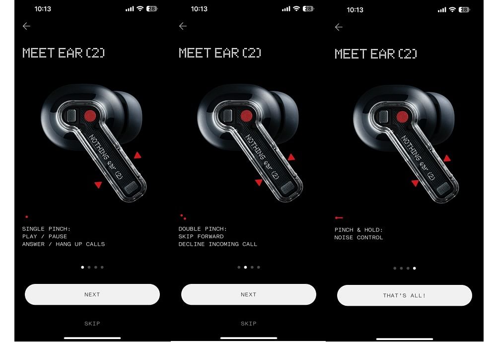 Nothing Ear(2) supports tap gesture controls features
