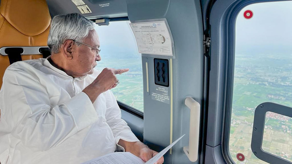 Bihar CM Nitish Kumar makes aerial survey to assess rising water level in Ganga