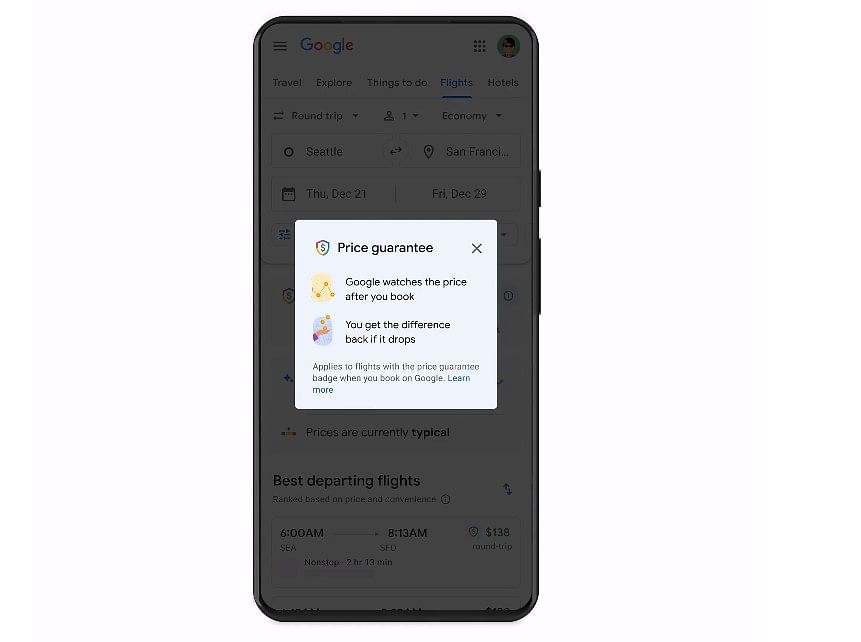 Google Flights Price Guarantee feature