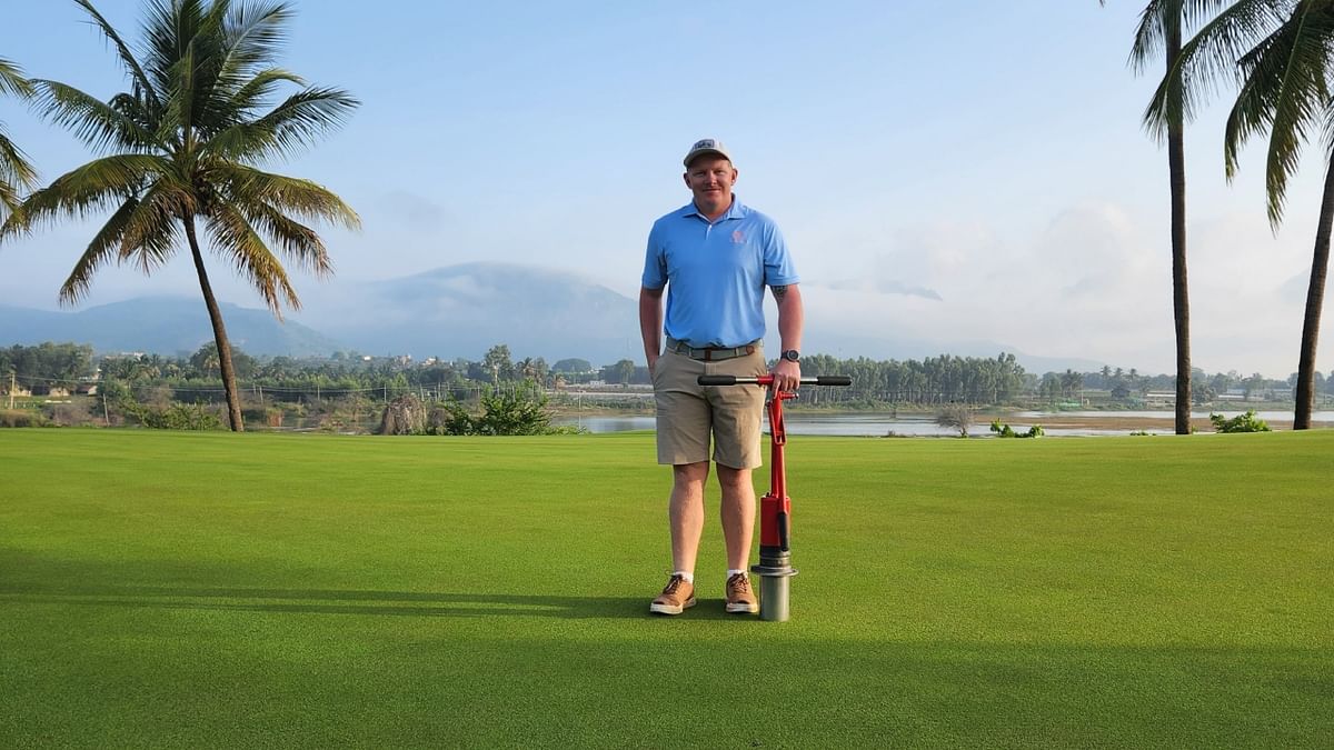 'New Zealand's Ben McLean, the golf superintendent at the Prestige Golfshire on Nandi Hills road in Devanahalli, Bengaluru'