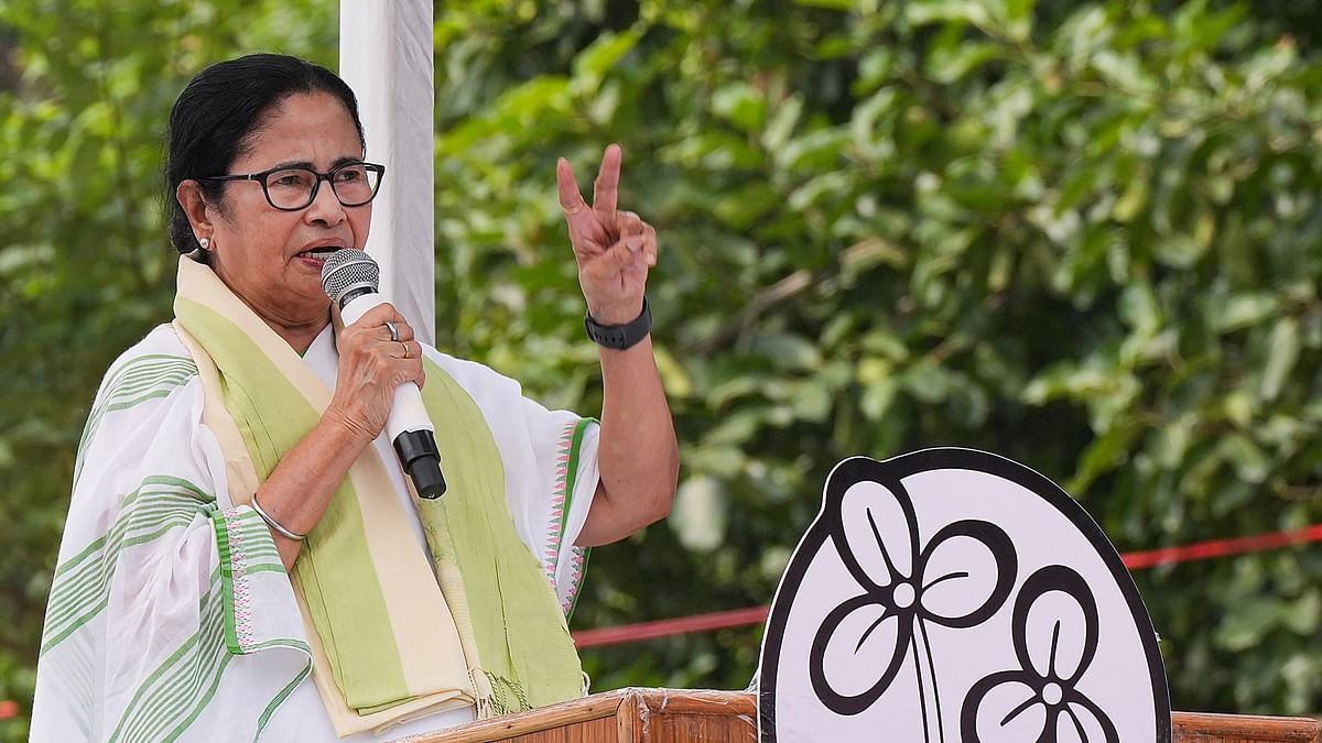 West Bengal Chief Minister Mamata Banerjee addresses during the foundation day celebrations of Trinamool Congress Chhatra Parishad, in Kolkata.