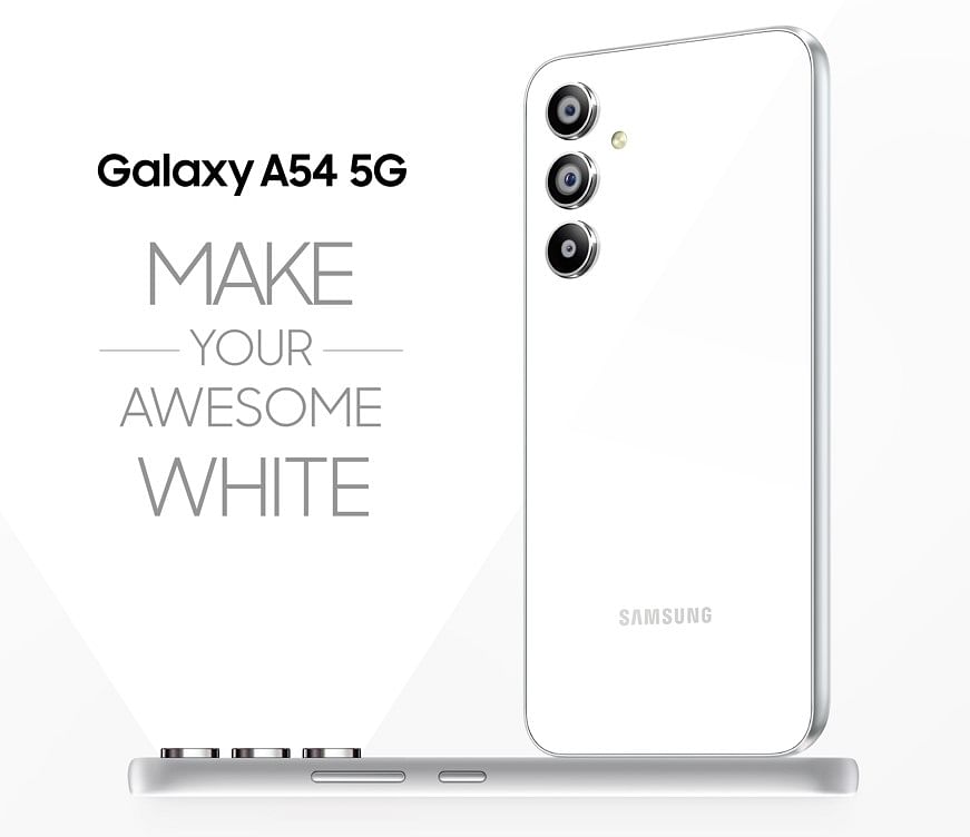 Galaxy A54 5G in White.