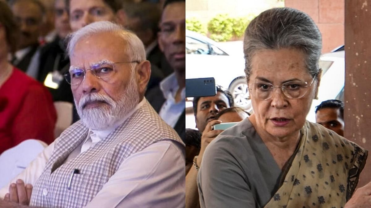 PM Narendra Modi (left) and Congress leader Sonia Gandhi (right).