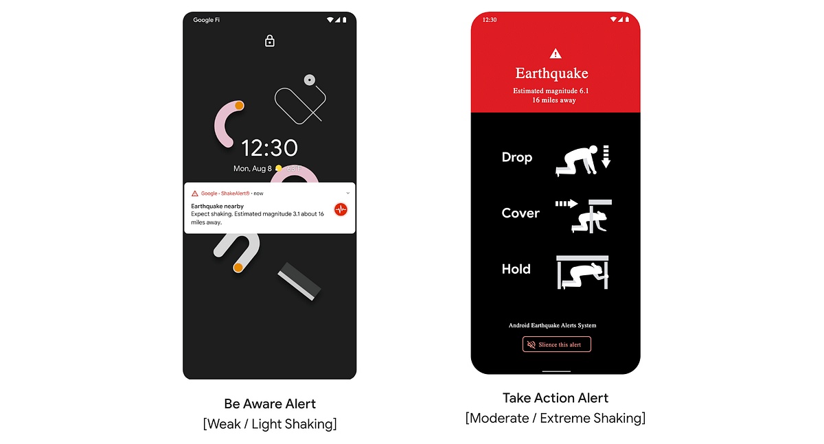 Android Earthquake Alerts feature in action