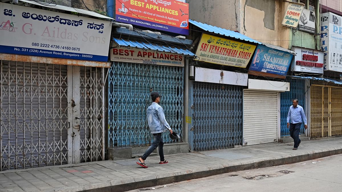 Shops on Avenue Road remained shut due to the Bengaluru Bandh.