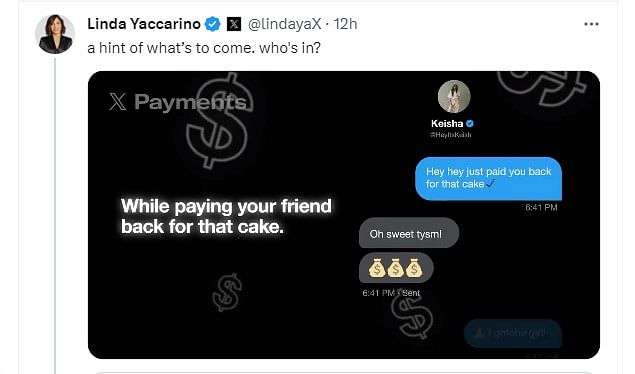 X CEO teases Payments feature in a video clip.