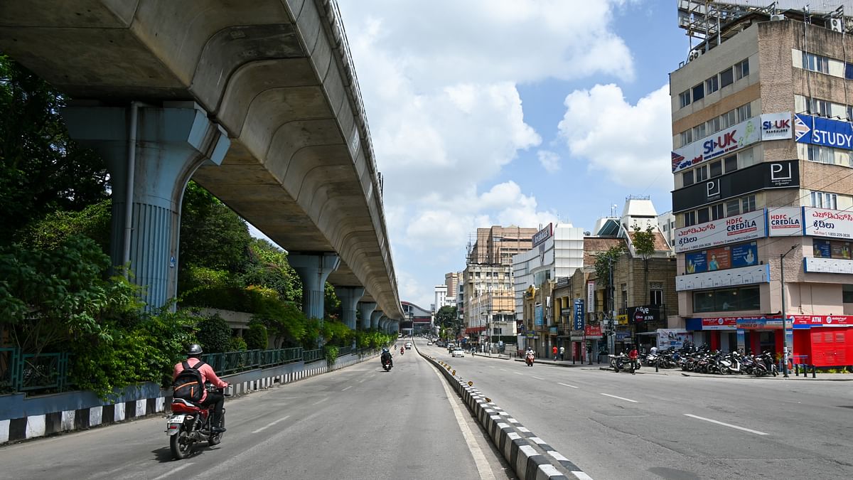 A deserted MG road, during the 'Bengaluru Bandh' protest called by Various farmer and pro-Kannada organisations against the release of Cauvery river water to Tamil Nadu from KRS dam in Karnataka, in Bengaluru on Tuesday. 
