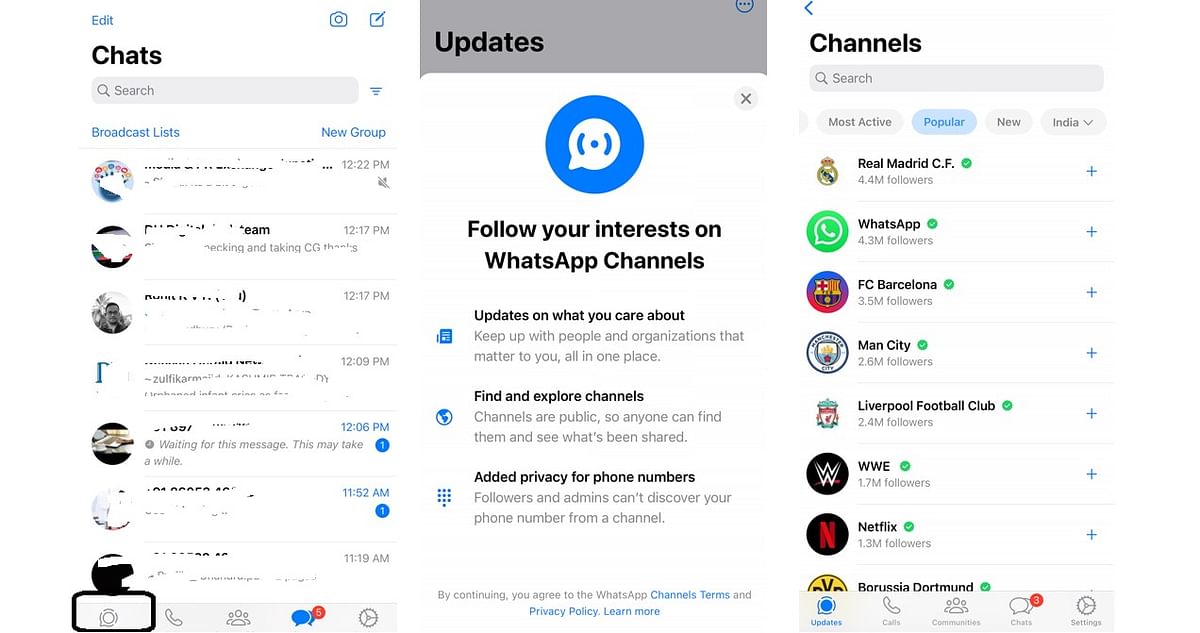 WhatsApp Channels now available on Updates tab