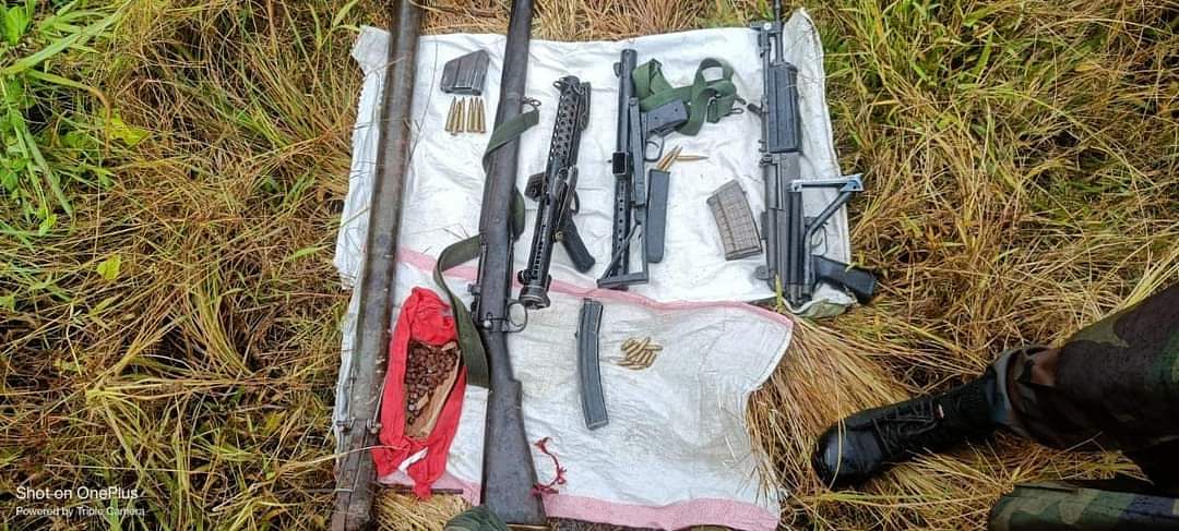 An image showing some of the arms seized by security forces.