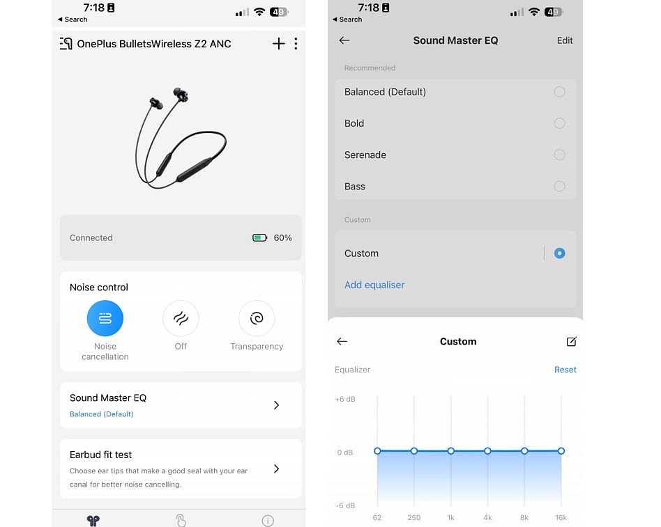 Audio delivery on OnePlus Bullets Wireless Z2 ANC can be customised using Hey Melody app. 