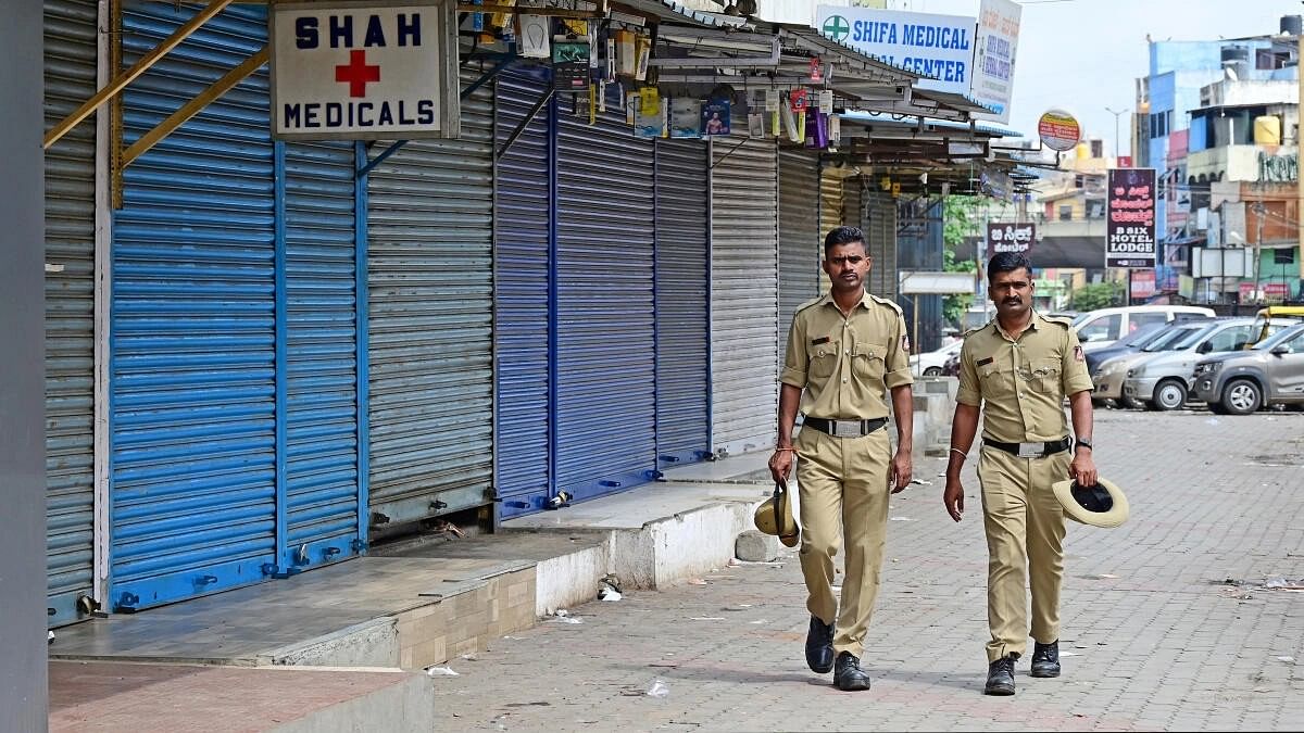 Policeman during Bengaluru Bandh.