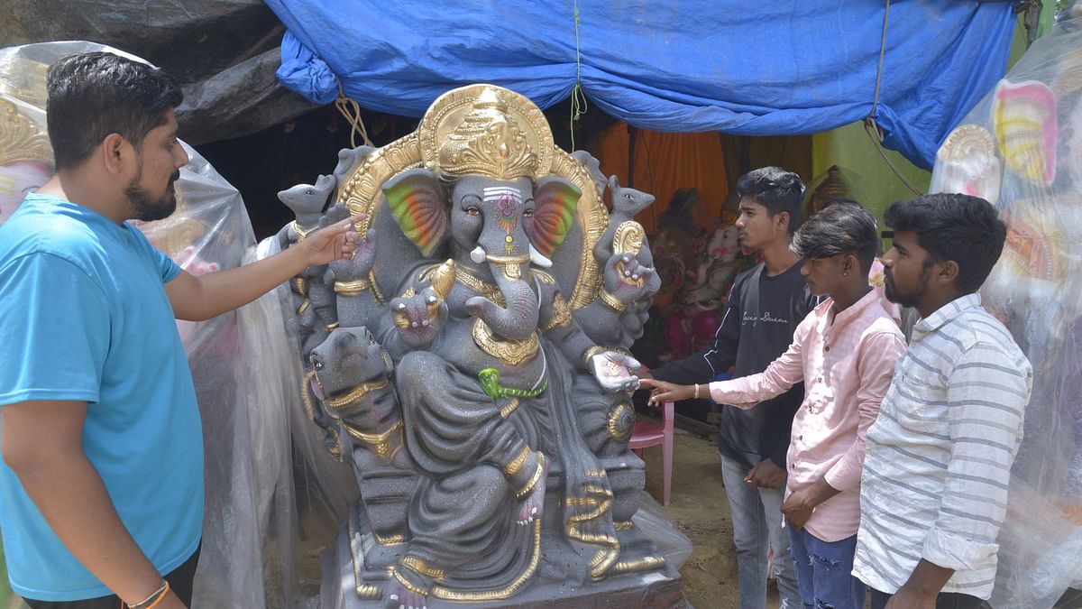 Mobile immersion vehicles arranged  for immersion of Ganesha idols in Karnataka