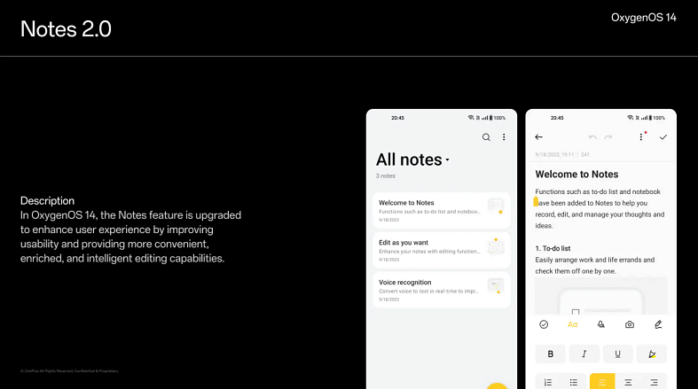 OxygenOS 14 brings Notes 2.0