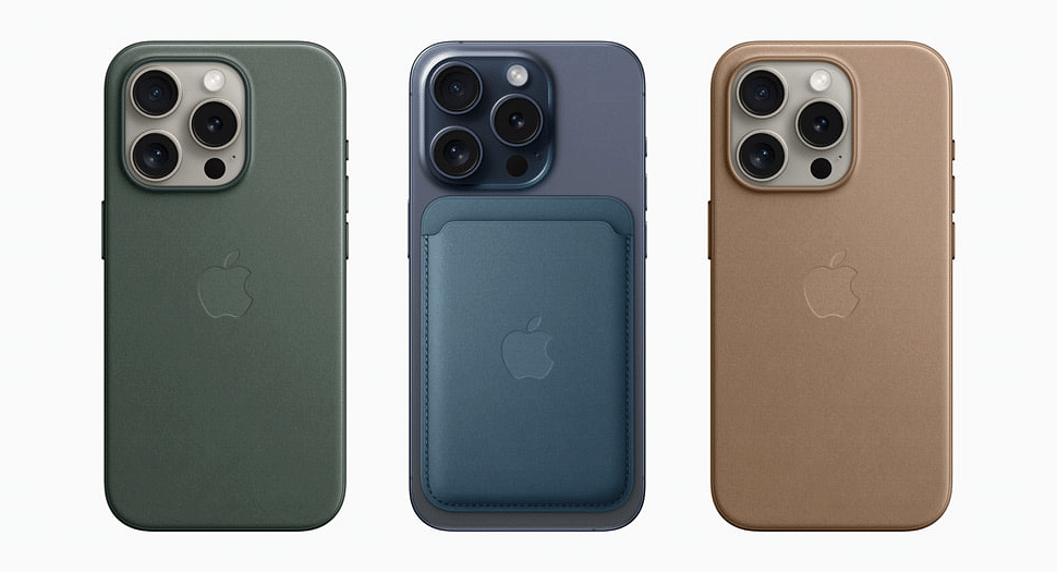 Apple is offering new FineWoven cases for the iPhone 15 Pro models.