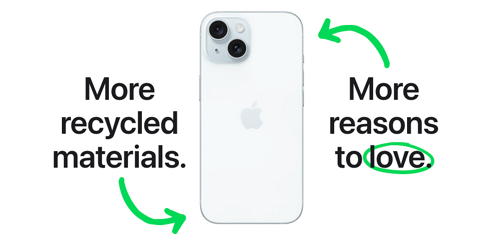 Several key components in the new iPhone 15 series are 100 per cent recycled. 