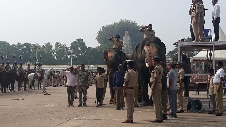 Final round of rehearsals for Dasara elephants begin at Mysuru Palace premises