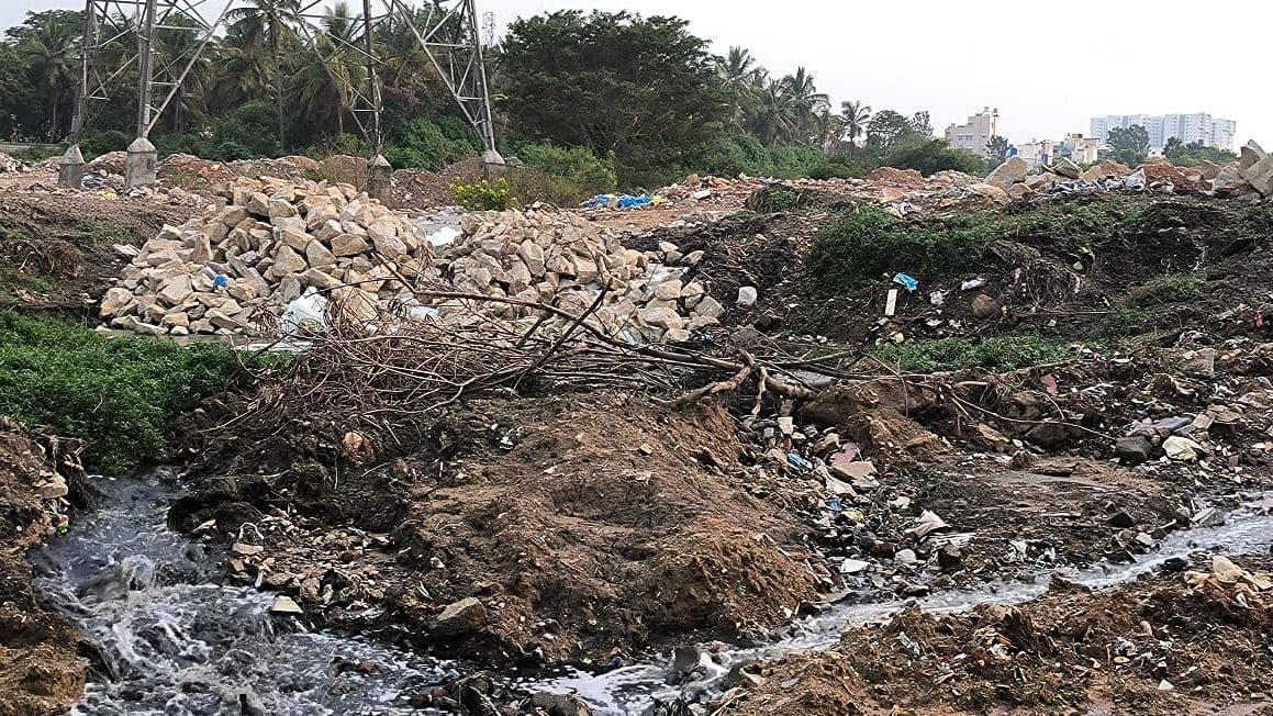 Major stormwater drain to Bengaluru's Kudlu lake clogged with debris 
