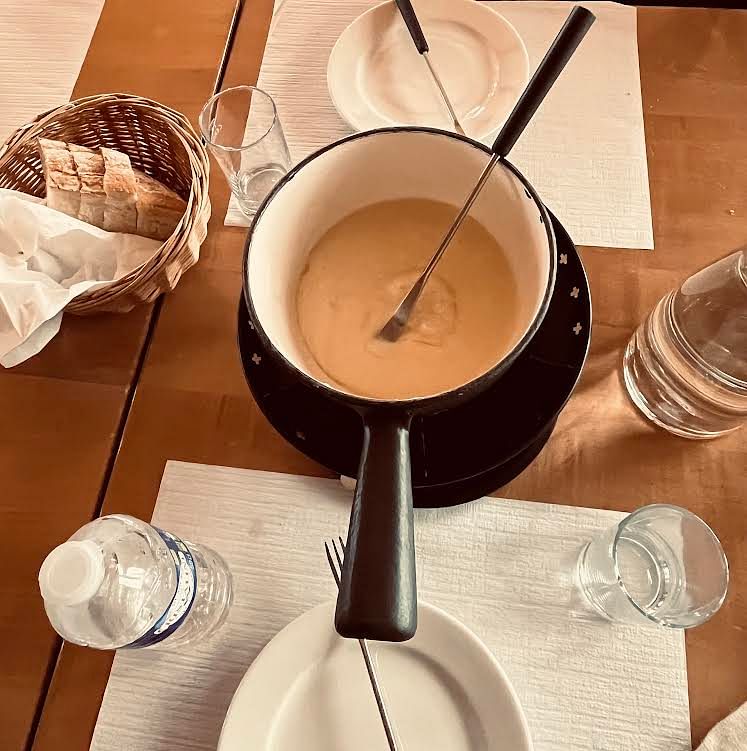 Fondue at Glacier 3000.