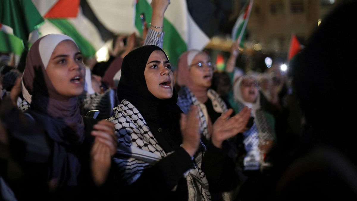 Jordanians protest in support of Palestinians in Amman.