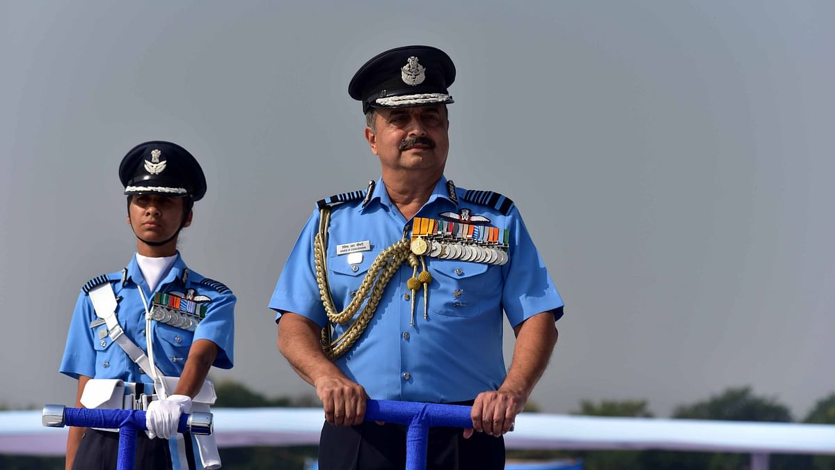 Air Chief Marshal Chaudhari unveils new ensign of IAF at Air Force Day parade