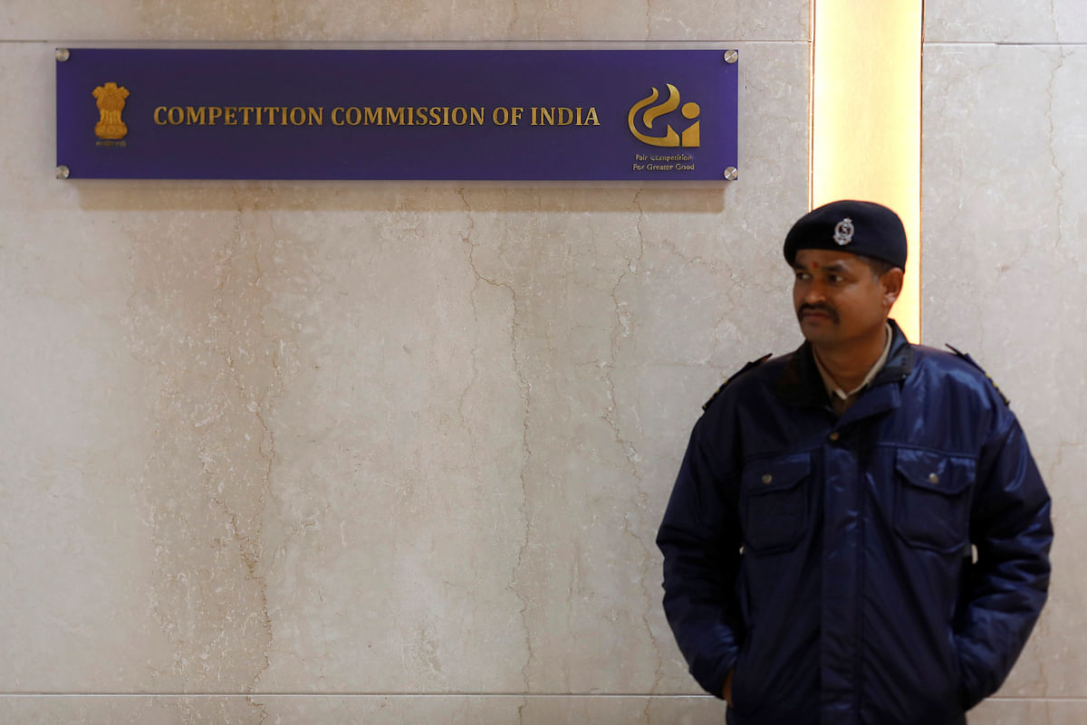 A security guard stands outside the Competition Commission of India (CCI) headquarters in New Delhi India January 13 2020. REUTERS/Adnan Abidi