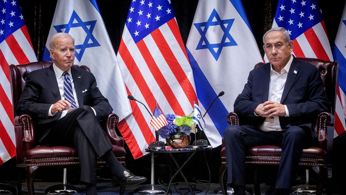 US President Joe Biden with Israeli Prime Minister Benjamin Netanyahu, October 18, 2023.