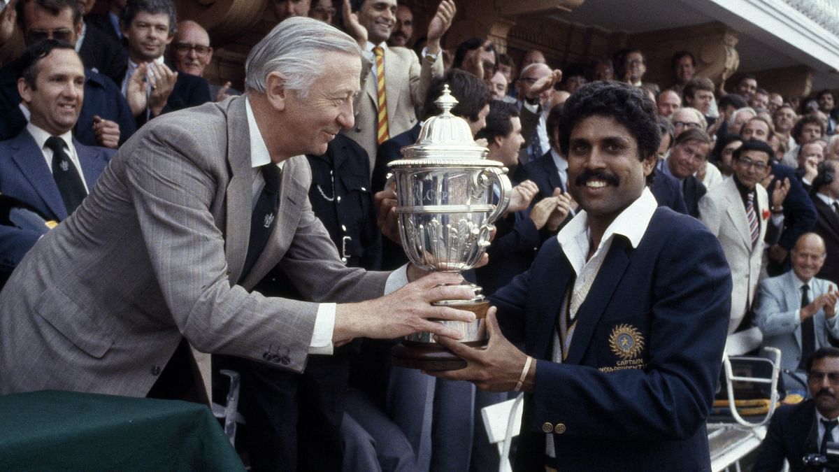 Kapil Dev with the 1983 World Cup.
