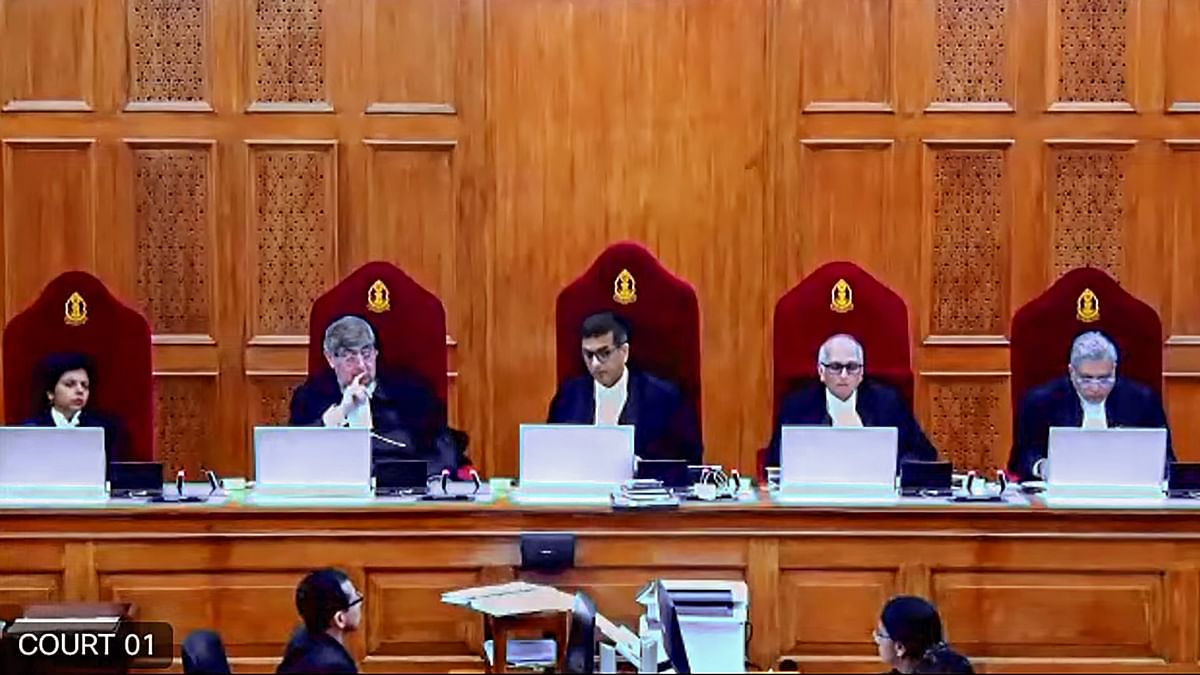 The five-judge Constitution bench comprising Chief Justice DY Chandrachud and Justices SK Kaul, SR Bhat, Hima Kohli and PS Narasimha during pronouncement of verdict on same-sex marriages.