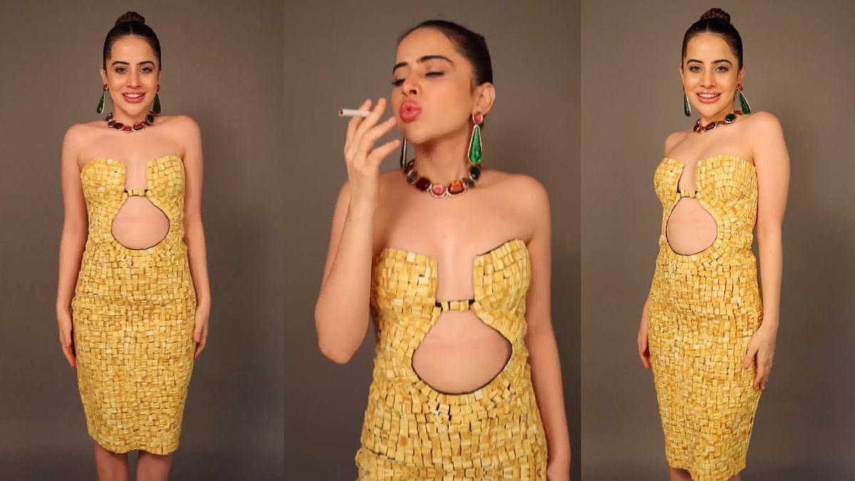 Uorfi Javed transforms cigarette butts into fashion pieces, netizens laud her creativity!