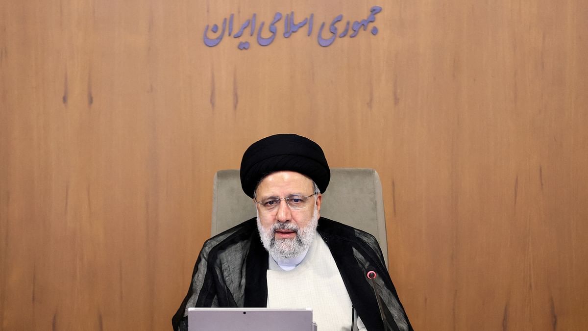 Iranian President Ebrahim Raisi speaks during a meeting with the cabinet in Tehran, Iran, October 8, 2023. Iran's Presidency/WANA /Handout via Reuters