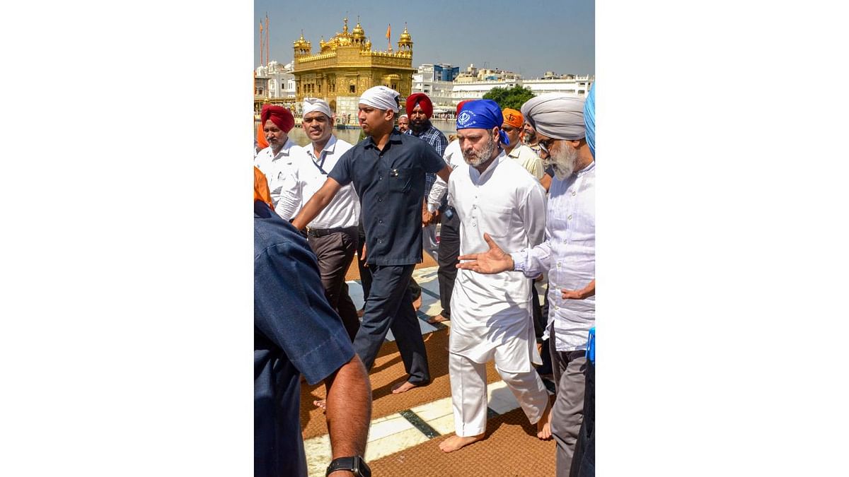 Congress leader Rahul Gandhi during a visit to offer prayers at the Golden Temple, in Amritsar.