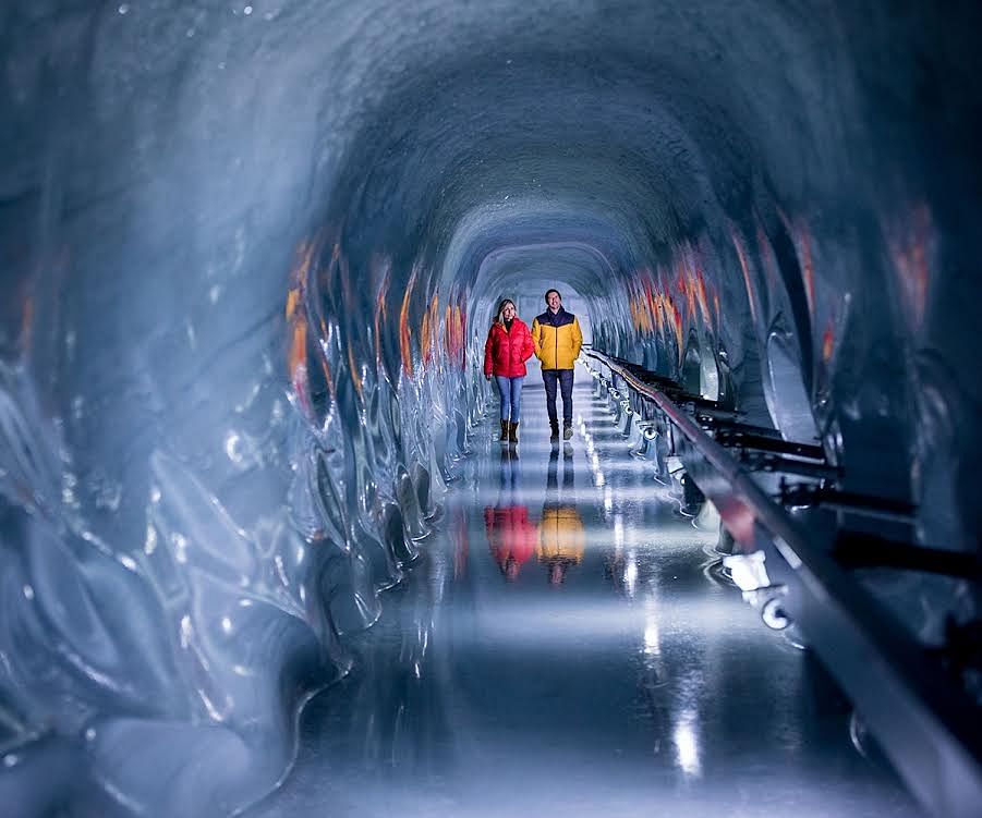 Inside the Ice Palace in Jungfraujoch.