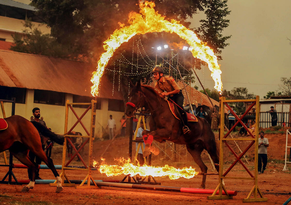 NCC cadets perform during the Keraleeyam festival, in Thiruvananthapuram.