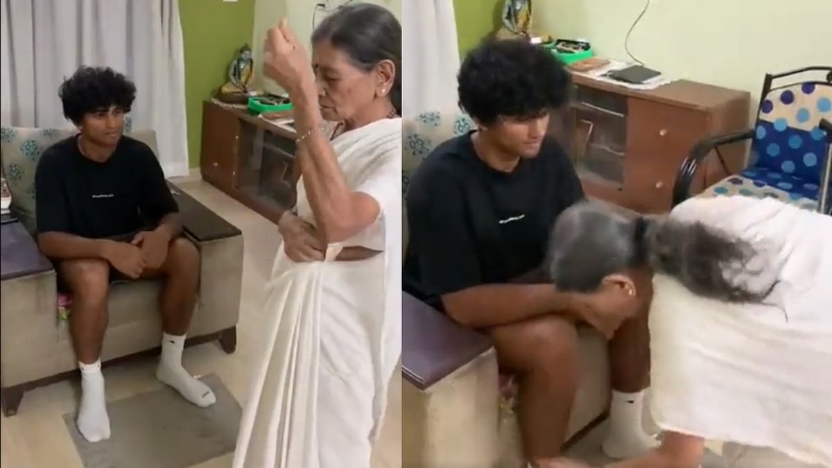 Watch: New Zealand cricketer Rachin Ravindra visits grandparents in Bengaluru, seeks blessings