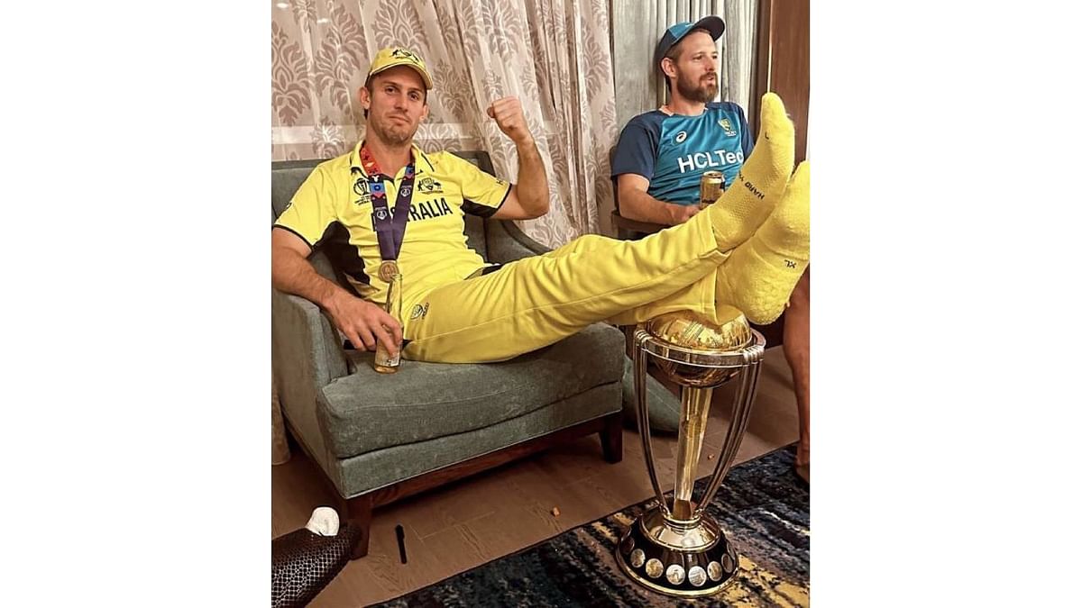 'Will do it again': Mitchell Marsh defends act of resting feet on World Cup trophy