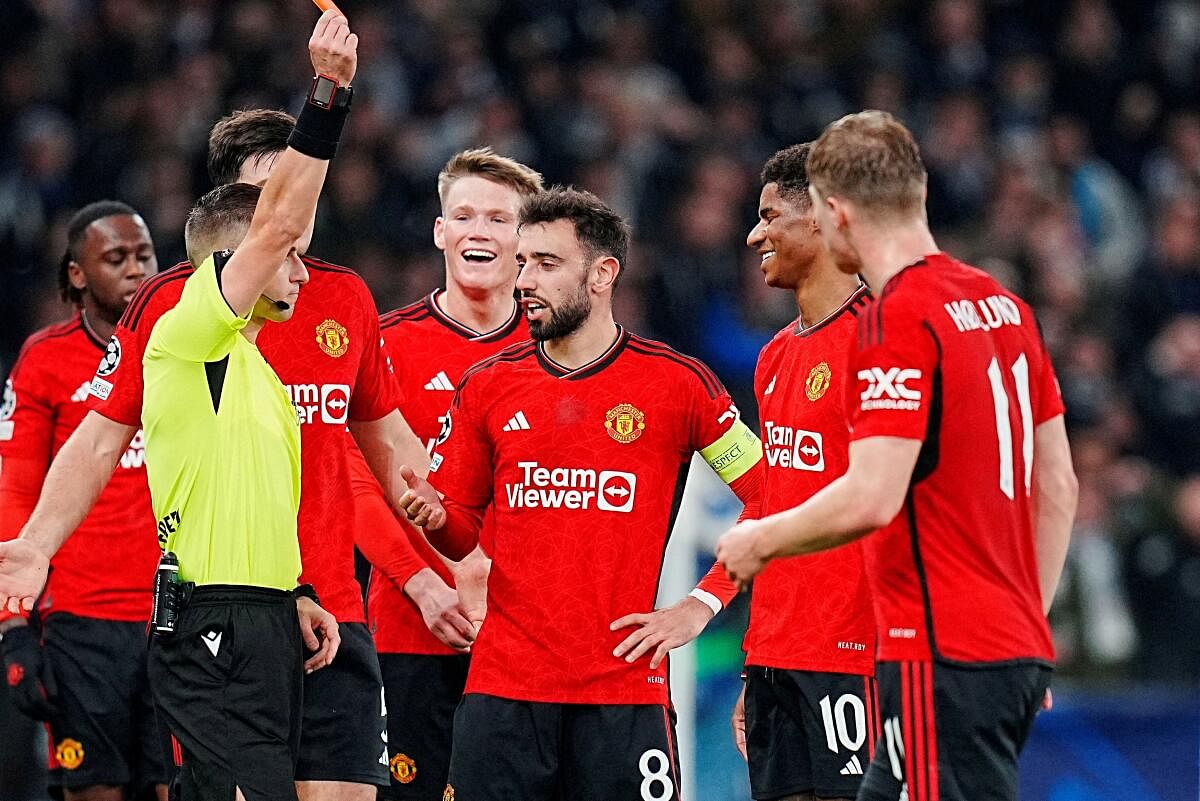 Marcus Rashford sees red in the Champions League game against Copenhagen.