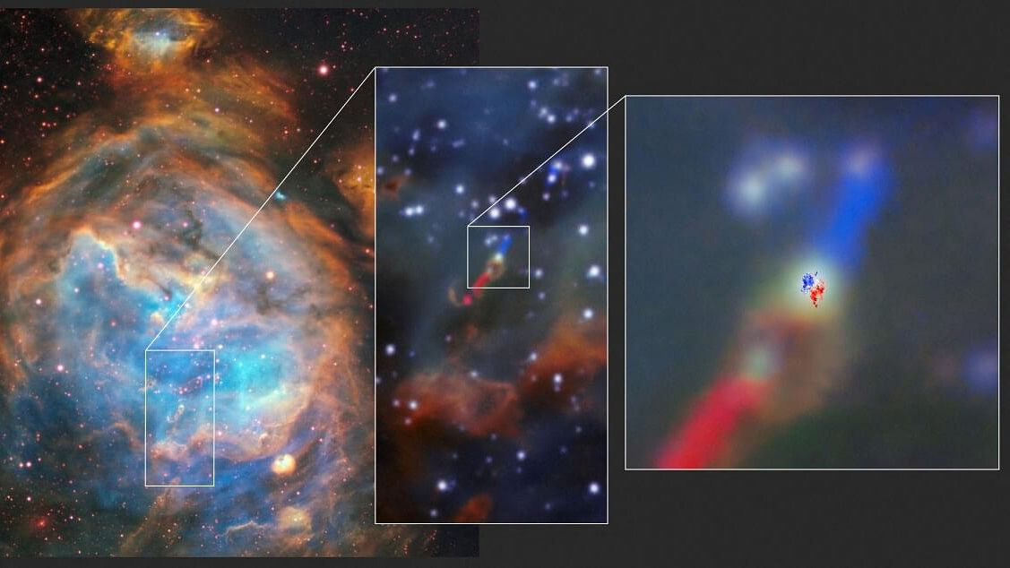In a first, a newborn star's spinning disk is seen in another galaxy