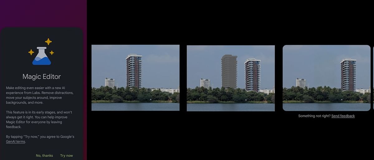 Google Pixel 8's  Magic Editor in action.