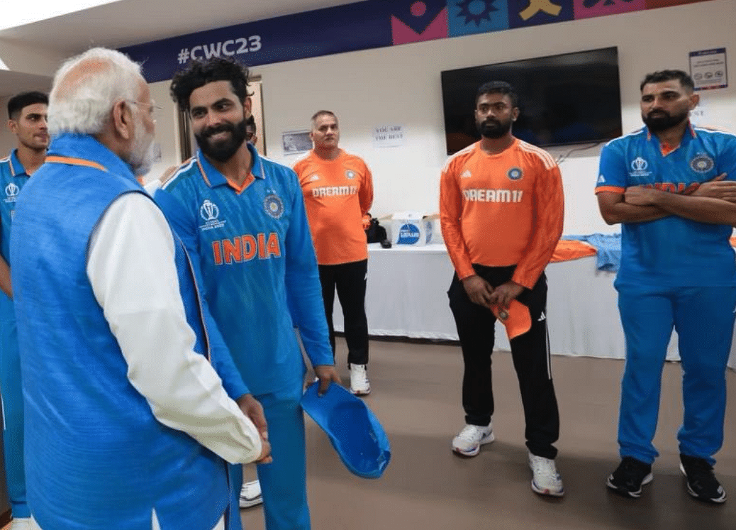 Prime Minister Narendra Modi interacts with Indian Cricket team after the World Cup final in Ahmedabad. 