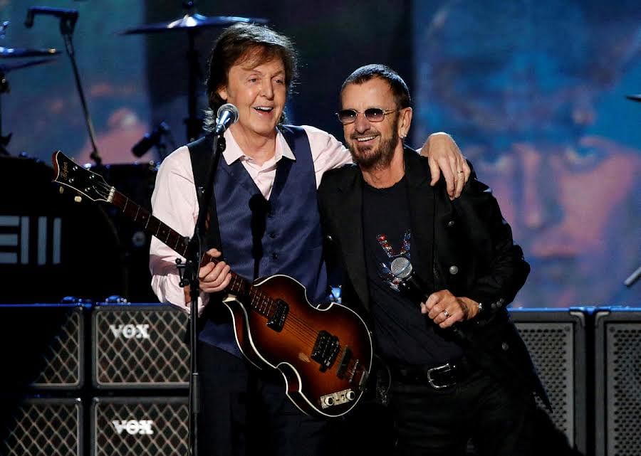 McCartney&amp;Starr:  Paul McCartney (L) and Ringo Starr, surviving members of The Beatles, at a performance in 2014. 