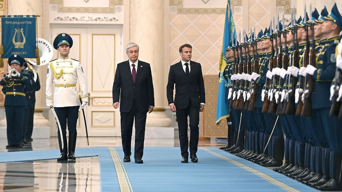 Kazakhstan welcomes France's Macron under Moscow's disapproving gaze