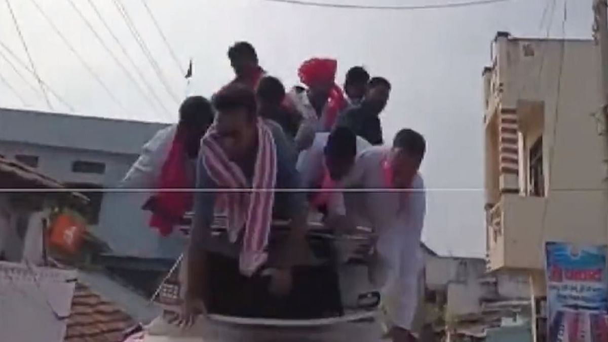 Telangana minister KTR Rao escapes unhurt after almost falling off campaign vehicle