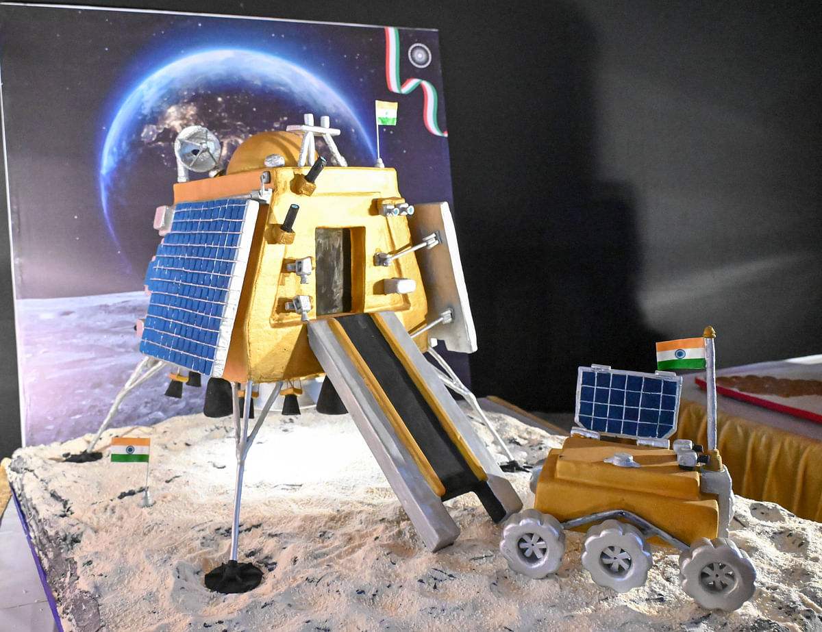 As a tribute to the year’s accomplishments Chandrayaan-3 has been recreated. DH Photo/BH Shivakumar
