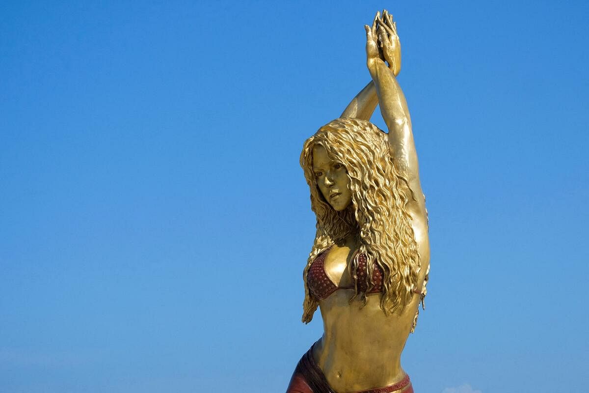 The statue of Colombian singer Shakira stands at the Gran Malecon de Barranquilla, in Barranquilla, Colombia, December 27, 2023. 