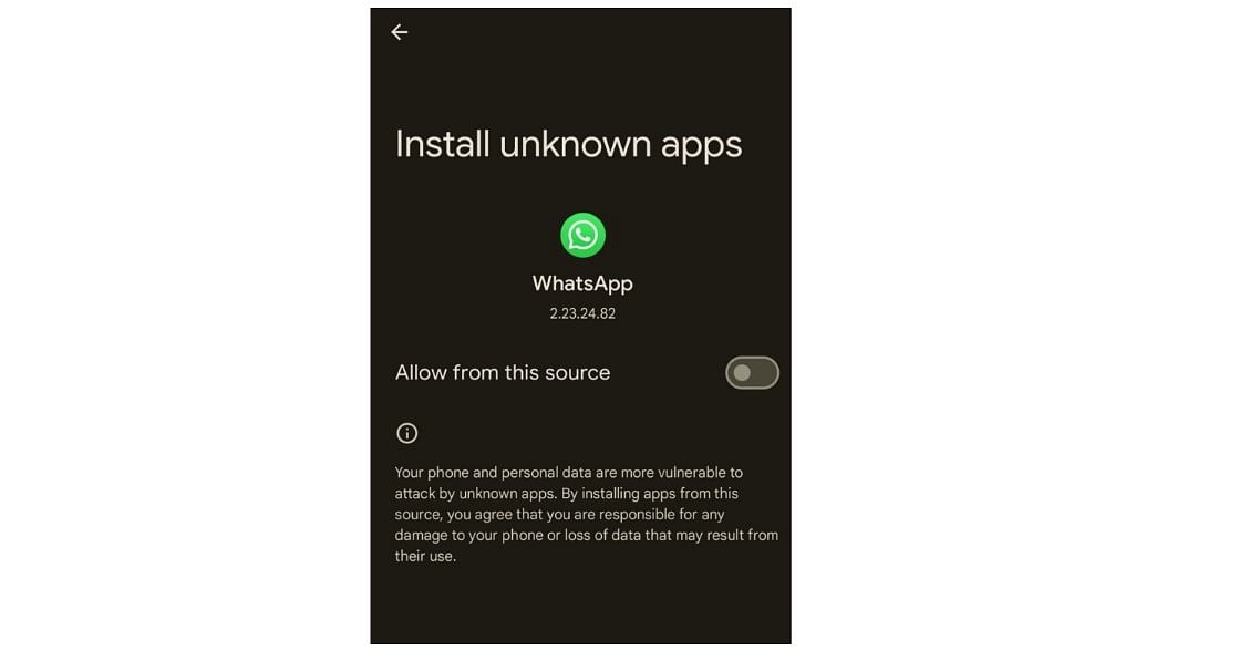 WhatsApp always warn user when downloading any APK file directly from unknown website.