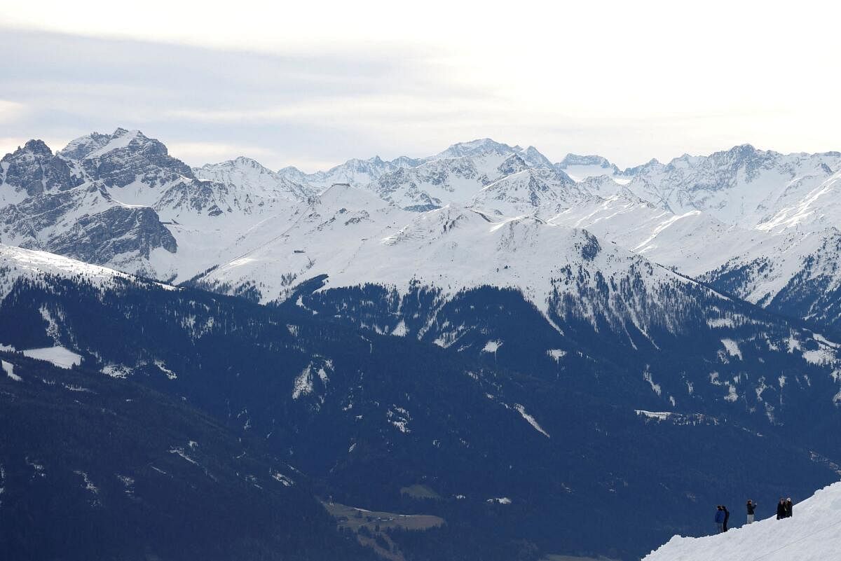 People enjoy a day on Mount Hafelekar near Innsbruck, Austria, December 28, 2023. 