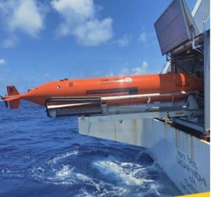The autonomous underwater vehicle with deep sea exploration capability. 