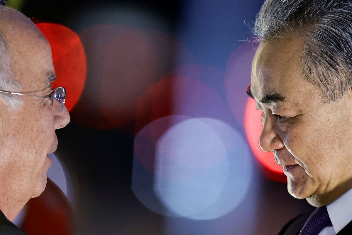 Chinese Foreign Minister Wang Yi meets with Brazil's Foreign Minister Mauro Vieira at the Itamaraty Palace, in Brasilia, Brazil.