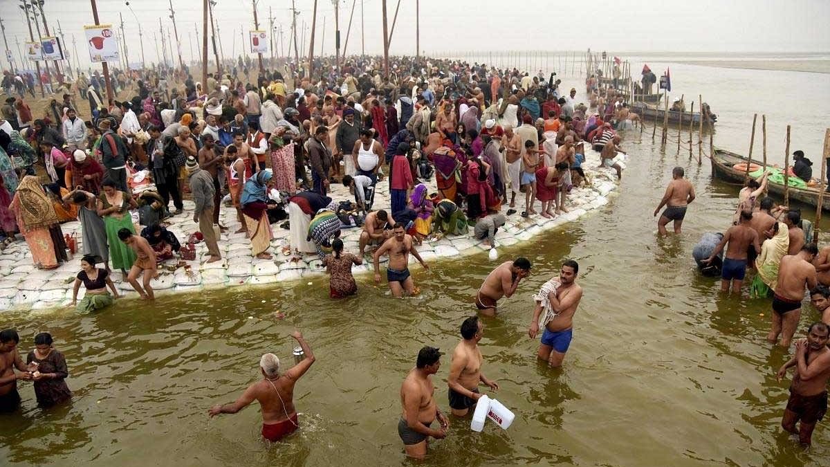 Devotees throng ghats in Prayagraj for holy dip on Paush Purnima